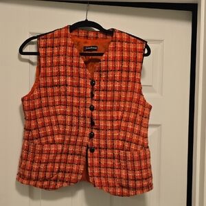 Louis Feraud Orange Plaid Vest